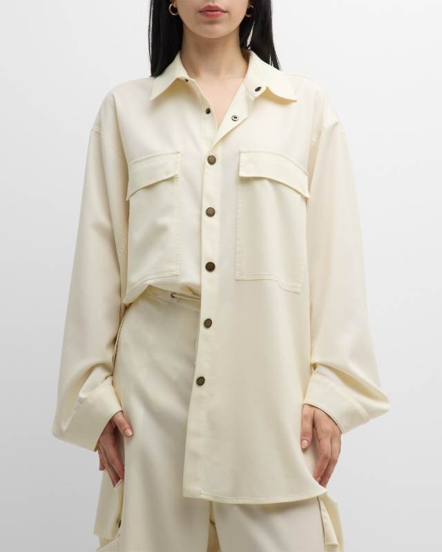 Julie Oversized Wool Snap-Front Shirt